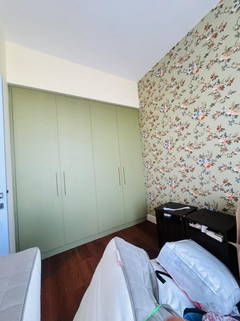 Wardrobe wrapped in a sage green finish – Floor Woods Dubai