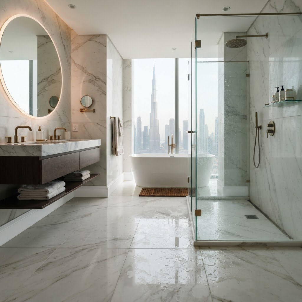 Luxury Dubai kitchen interior with premium PVC waterproof skirting boards – Floor Woods